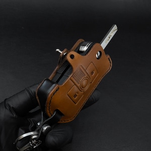 Funda de cuero para llavero INEOS Grenadier - Funda de cuero italiano hecha a mano con chasis impreso en 3D - Protección de alta resistencia, costuras reforzadas.