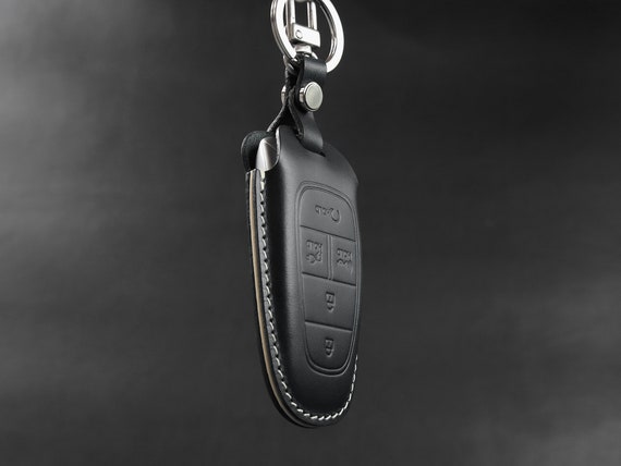 Hyundai Leather Car Key Keychain Fob Case Holder Zipper Cover High Quality Black 