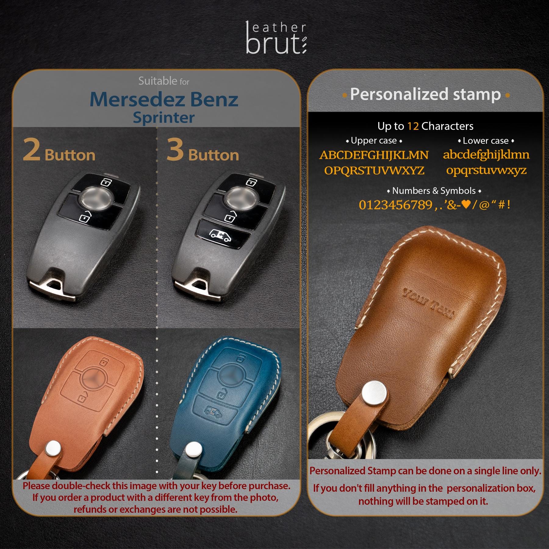 Mercedes Benz [4-SP] Sprinter Key Fob Cover - Italian Veg-tanned ...