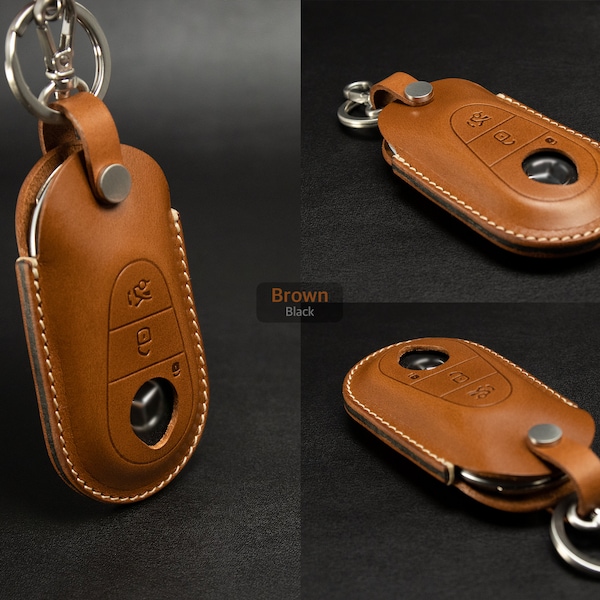 Étui porte-clés en cuir Mercedes Benz Series [3V2] - Cuir brut - Fabriqué à la main aux États-Unis