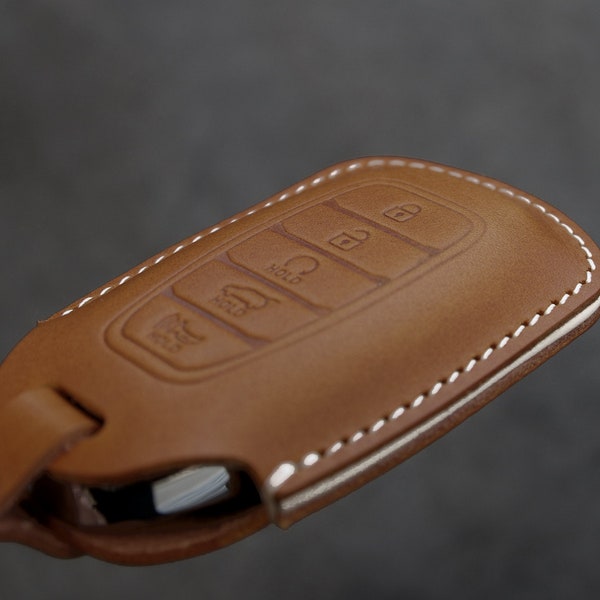 Hyundai Series [1-5] Key fob Cover - Palisade - Italian Veg-Tanned Leather - 5 buttons