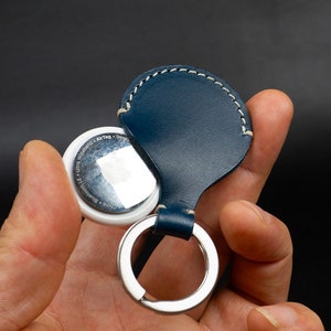 AirTag Case Keychain - Italian Veg-Tanned Leather - Handcrafted in USA - Personalized Stamp