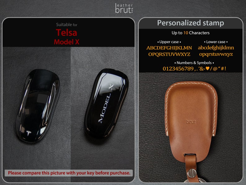Tesla Model X [2-V2] Series Leather Key Fob Cover - Leather Brut - Etsy