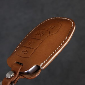 Étui porte-clés en cuir Brut [Fd-01-5B] pour Ford - Étui pour clé de télécommande de voiture Explorer Taurus F-150 MKC MKX MKZ - Cuir italien - Fait main
