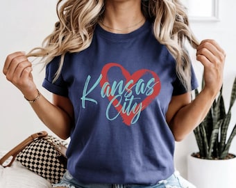 Kansas City Heart Tee - Current Navy