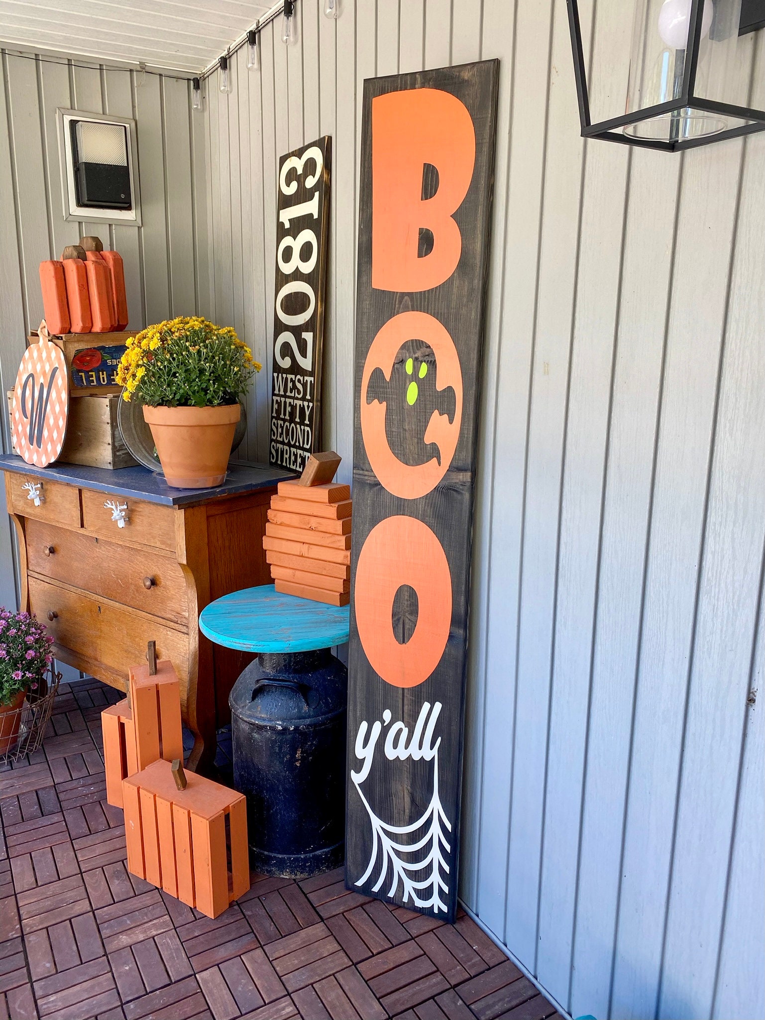 Boo Y'all Porch Leaner Halloween Front Porch Sign Front Etsy
