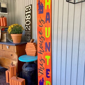 Haunted House Porch Leaner, Halloween Front Porch Sign, Front Door Sign, Front Porch Sign, Home Sign, Porch Décor, Porch Leaner, Porch Sign