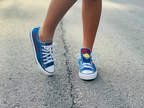Custom Kansas Jayhawks Converse, Rock Chalk Shoes - Etsy display picture 1