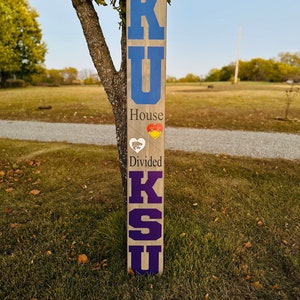 KU/KSU House Divided Porch Leaner, House Divided Porch Leaner, KU/KState House Divided, Jayhawks/Wildcats House Divided