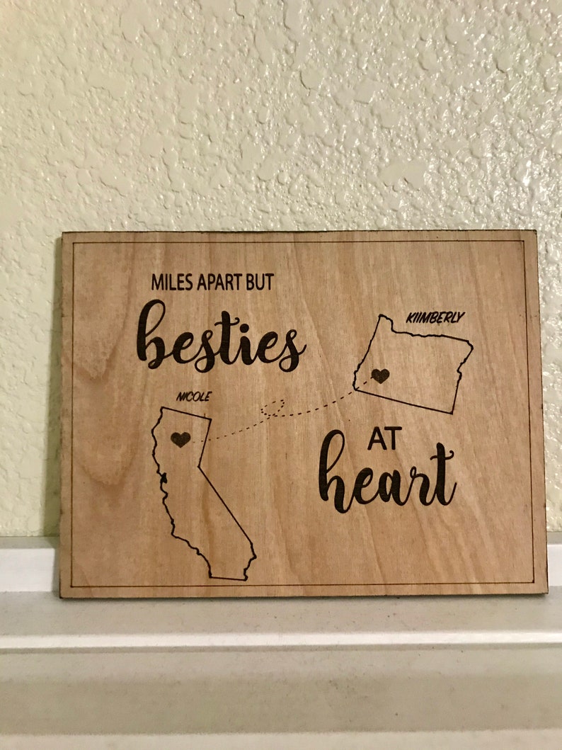 Download BFF Wall Sign Miles apart but besties at heart | Etsy