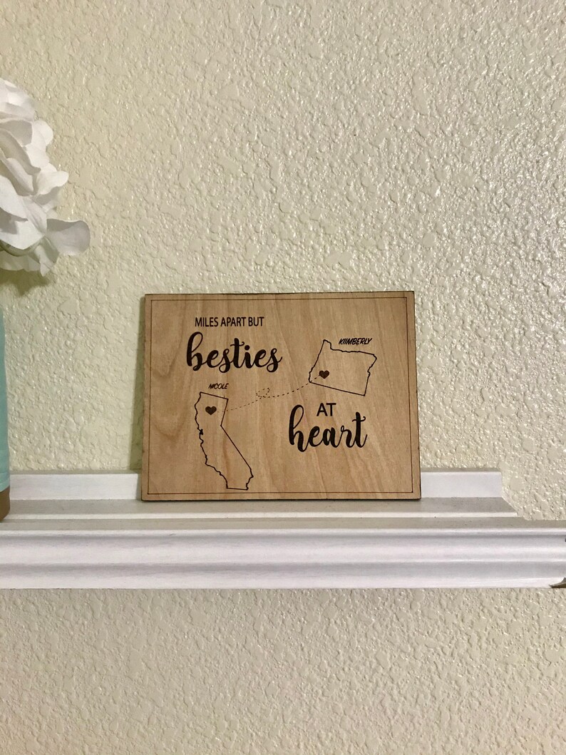 Download BFF Wall Sign Miles apart but besties at heart | Etsy