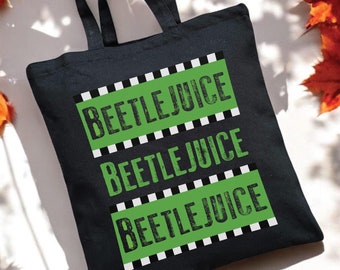 Beetlejuice Cotton Canvas Tote Bag: Spooky Season, 90s Nostalgia