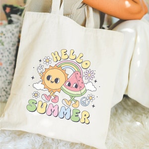 Retro zomer draagtas van katoencanvas: strandshopper
