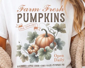 Farm Fresh Pumpkins T-Shirt: Comfort Colors Fall Graphic Tee