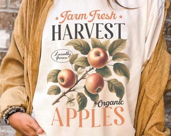 Komfortfarben Farm Fresh Apples Shirt: Vintage Ernte-Grafik-T-Shirt