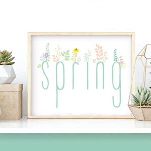 Spring Typography Floral Art Print: Eclectic Home Decor (Digital Download)