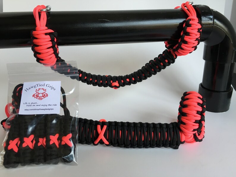 Paracord Breast Cancer Ribbon Zipper Pulls set of 5 Etsy