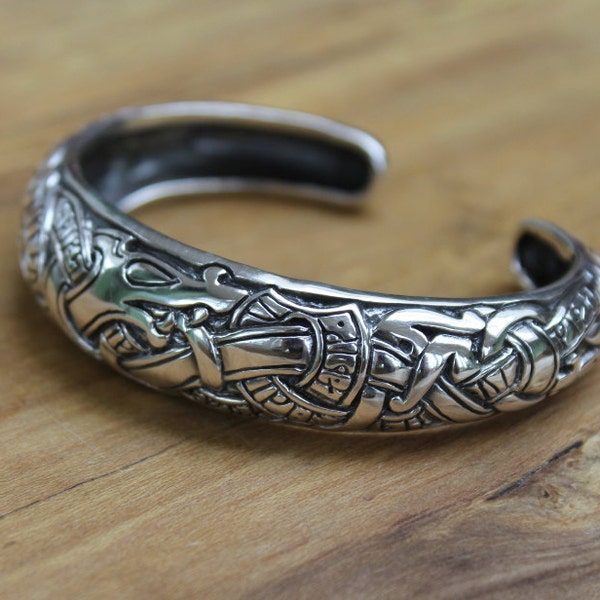 Viking Runic Dragon Bracelet sterling silver
