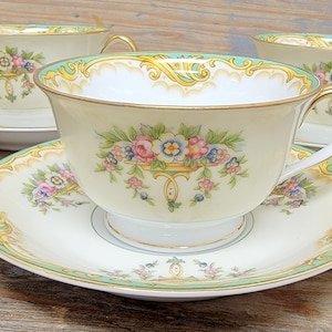 4 Noritake Claremont Tea Cup & Saucer Porcelain Fine China