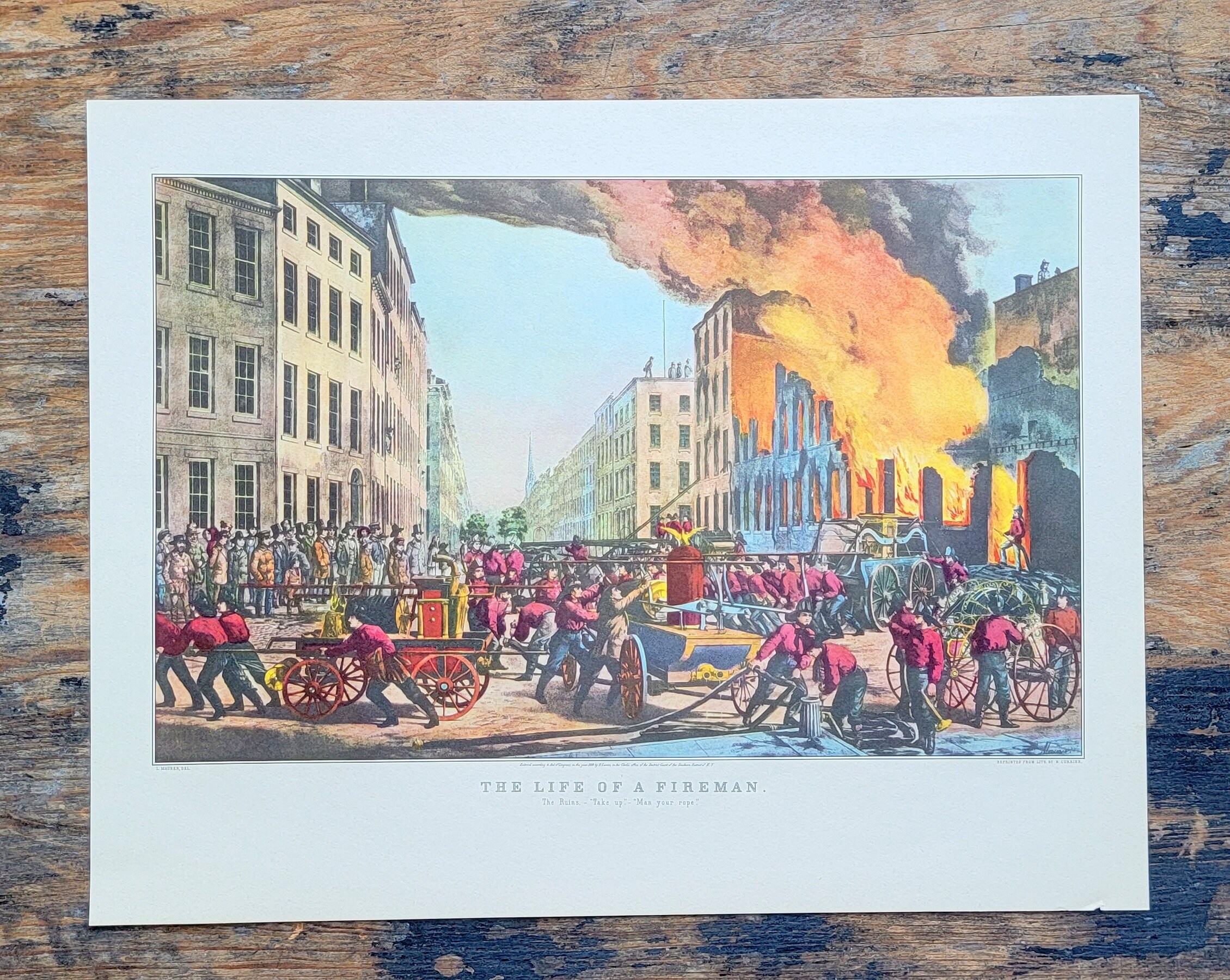 The Life of a Fireman Currier & Ives Lithograph Art Print 19th Century ...