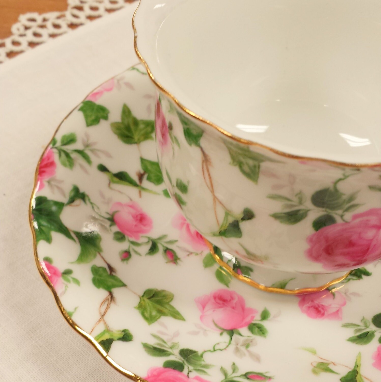 Ornamental Collectibles Tea Cup and Saucer Vibrant Pink Etsy