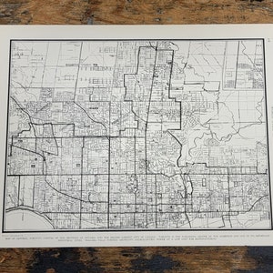 1935 Central Toronto City Street Map Vintage Black & White Print Ontario Canada
