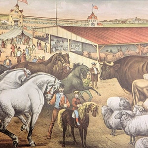 Sites at the Fairground Currier & Ives Lithograph Book Plate Art Print: early American pastime