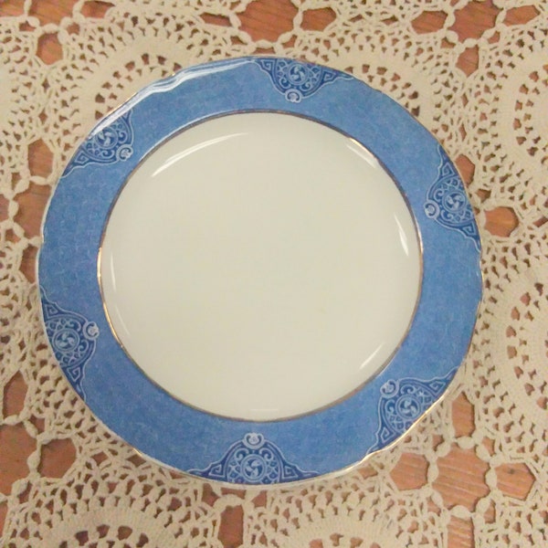 Furnivals Limited Trade Mark RD. NO. 674256 Victoria-2 Salad Plate Dinner Dish Blue White Semi Porcelain