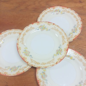 4 ou 8 Pain - Beurre/Assiettes latérales RCJ8 par Royal China Japan, Remplacement Fine China Noritake Compatible Floral orange rouge or
