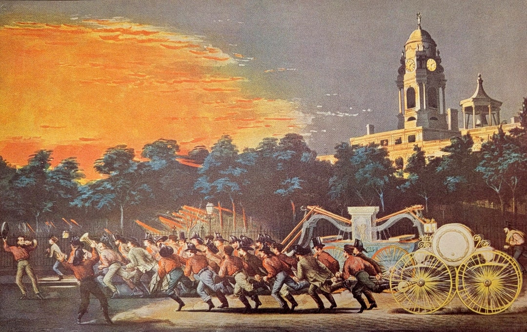 The Life of a Fireman Currier & Ives Lithograph Art Print Mid Etsy