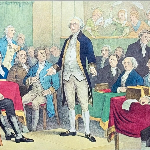 Washington Appointed Commander in Chief 1775 Currier & Ives Lithograph Reproduction Print Early American Patriotic Artwork