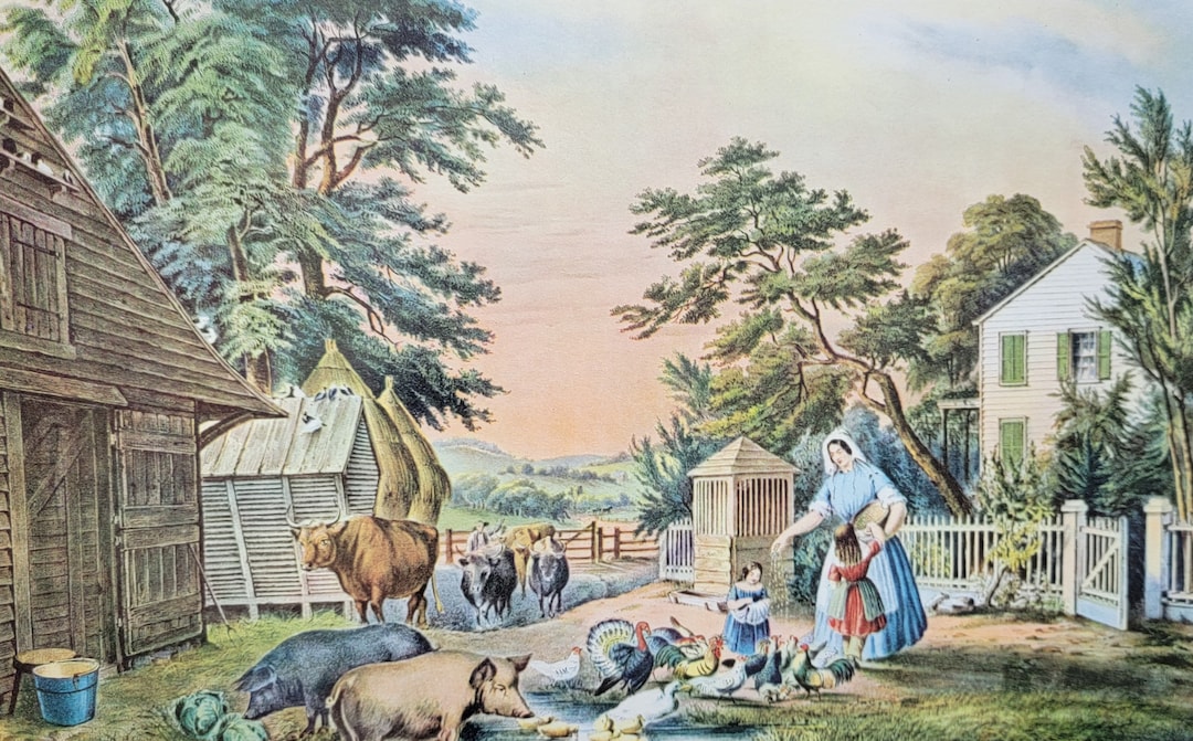 American Farm Scenes Currier & Ives Lithograph Book Plate Art Print