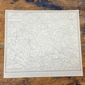 1935 Paris City Street France Capital Map vintage Noir & Blanc Impression