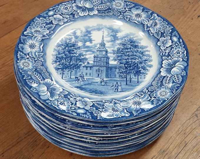 Set of 6 Liberty Blue Dinner Plates Historic Colonial Scenes Etsy