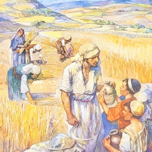 Harvest Helper's in God's World by Arthur Becher Providence Lithograph Religious Print Biblical Artwork Christianity