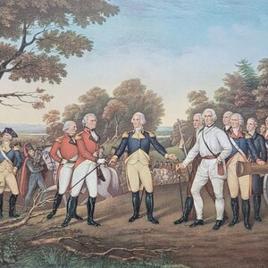 Surrender of General Burgoyne at Saratoga NY 1777 Currier & Ives Lithograph Reproduction Artwork Print American Revolutionary War