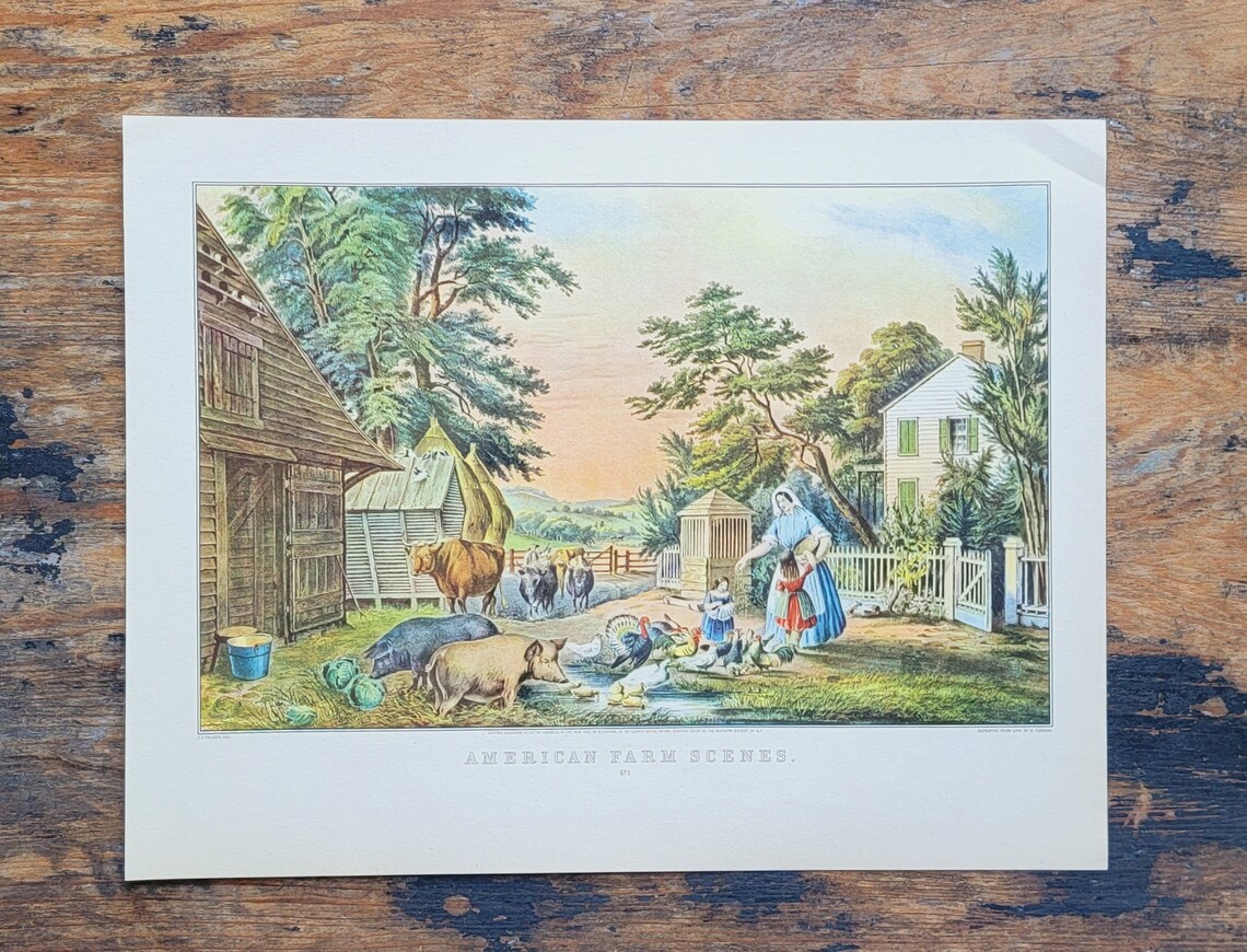 American Farm Scenes Currier & Ives Lithograph Book Plate Art Etsy