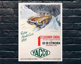 1959 Monte Carlo Rally Citroen Poster A3 Print