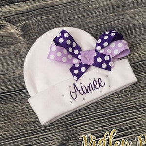 Newborn Girl Beanie Hospital Cap Hat Baby Girl Personalized Newborn Infant CUSTOM Layette Beanie Baby Shower Gift Monogram Made to Order