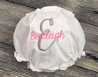 Personalize Baby Girl Diaper Cover, Monogram Girls Bloomer, Custom Toddler Bloomer, Personalize Panty Cover, Baby Shower Gift, Newborn Girl