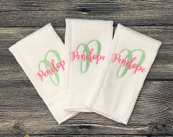 Personalized Baby Burp Cloths, Monogrammed Burp Clothes, Baby Shower Gift, Burp Cloth Set, Newborn Baby Burp Cloths, New Baby Gift Set