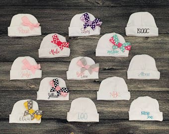 Personalized Hospital Beanie - Monogram Infant Hat - Newborn Baby Hat - Custom Newborn Beanie - Hospital Hat with Name - Embroidered Beanie