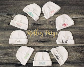 Personalized Baby Hat - Monogram Newborn Beanie - Newborn Girl Hat - Baby Boy Hat - Embroidered Baby Hat - Hospital Beanie - Infant Hat