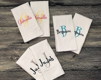 Monogram Burp Cloth Set, Personalize Baby Burp Clothes, Newborn Boy Girl, Infant Accessory, Custom Baby Shower Gift, Custom Burp Clothes Set