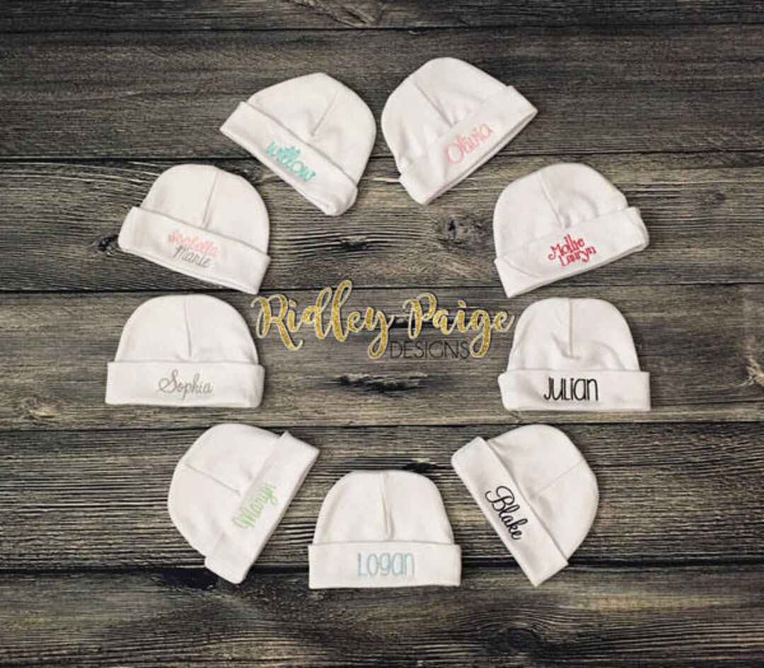 Personalized Baby Hat - Monogram Newborn Beanie - Newborn Girl Hat ...