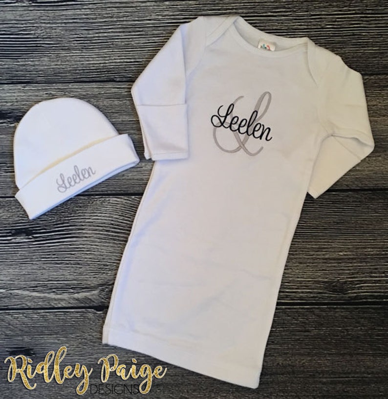 Infant Boy Beanie Hat Coming Home Outfit Personalize Newborn Boy Baby Boy Gift Baby Boy Hospital Gown Monogram Boys Layette Take Home