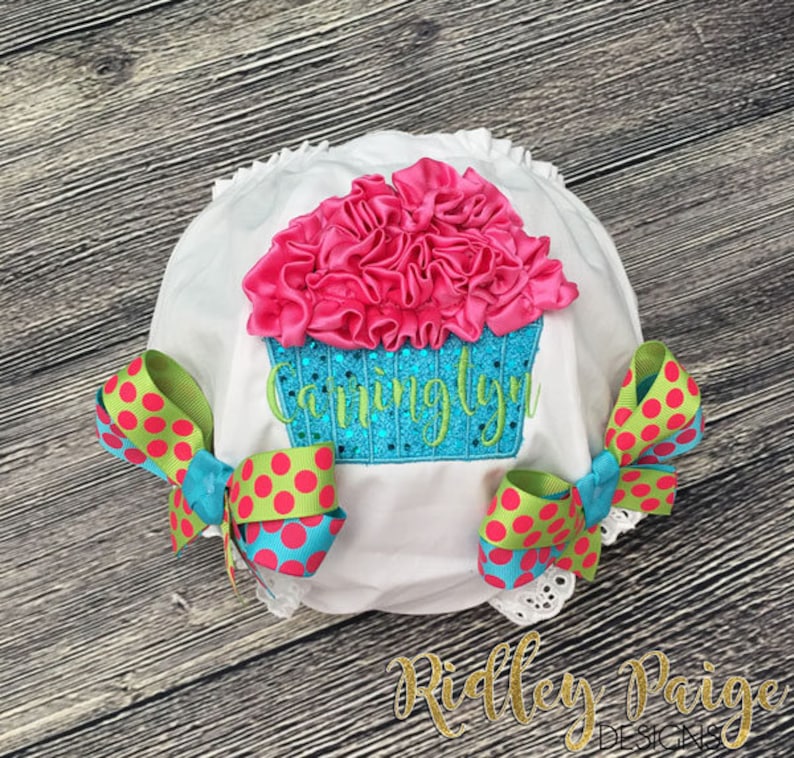 Girls First Birthday Diaper Cover Custom Cake Smash Outfit Personalize Cupcake Diaper Cover Toddler Bloomers Monogram Birthday Bloomers