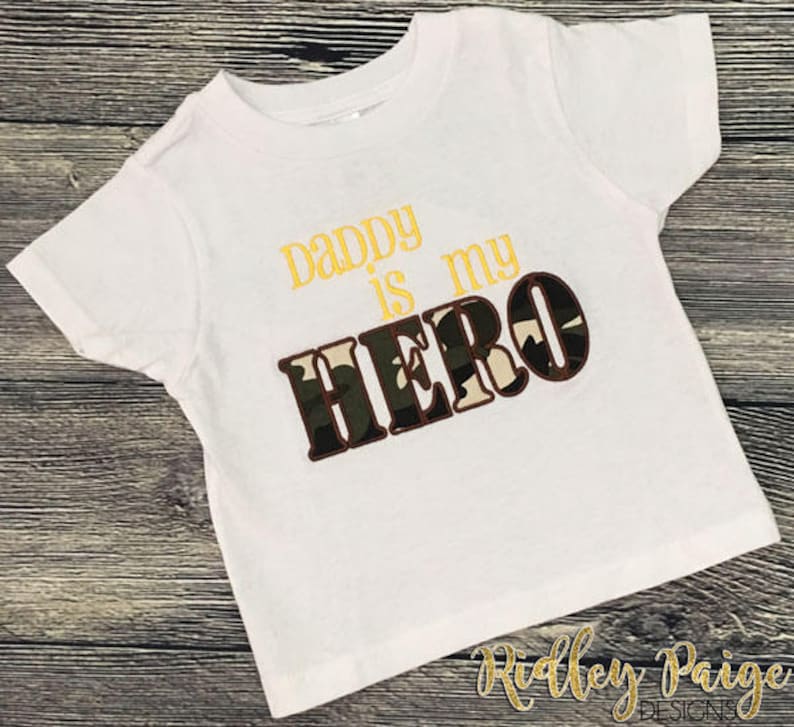 Baby Boy Army Daddy Hero Boot Camp Camo TShirt Ready to Ship BMT Graduation Daddy is my HERO Shirt Premade 2T Military Toddler Shirt