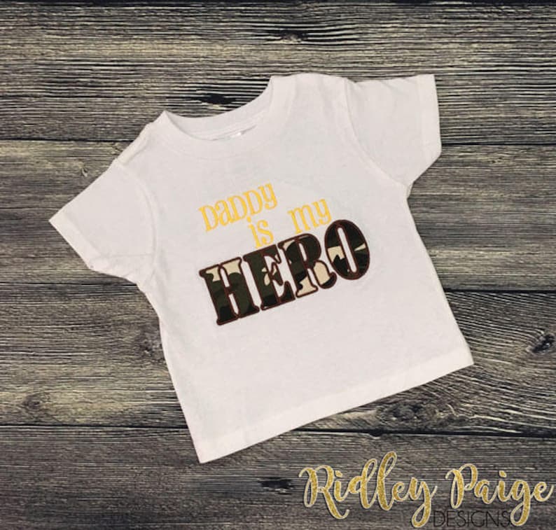 Baby Boy Army Daddy Hero Boot Camp Camo TShirt Ready to Ship BMT Graduation Daddy is my HERO Shirt Premade 2T Military Toddler Shirt
