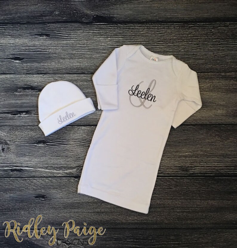 Infant Boy Beanie Hat Coming Home Outfit Personalize Newborn Boy Baby Boy Gift Baby Boy Hospital Gown Monogram Boys Layette Take Home